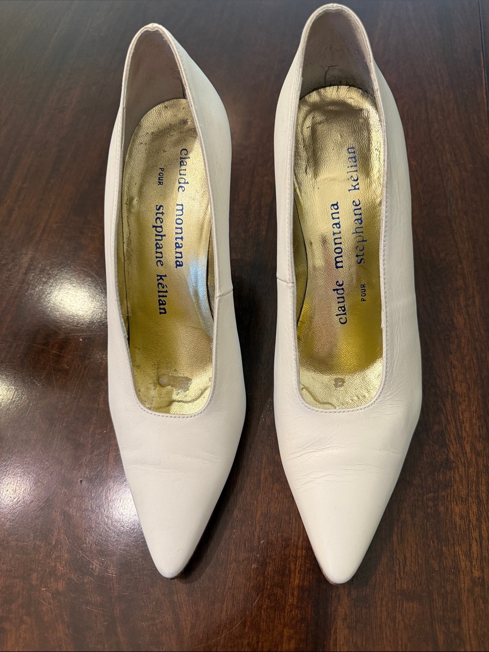 Claude Montana x Stephane Kélian Women's Pointed Toe Pumps in White 7.5